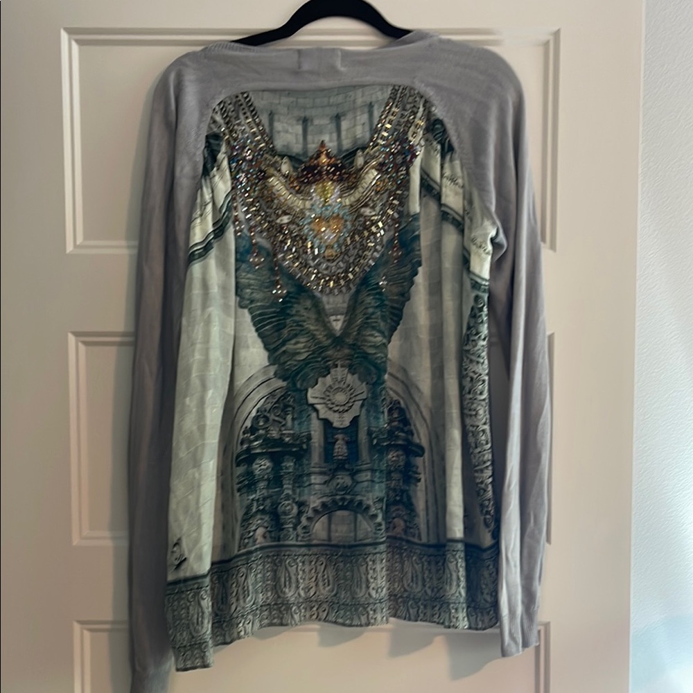 Camilla Embellished Long Sleeve Knit Top with Intricate Design